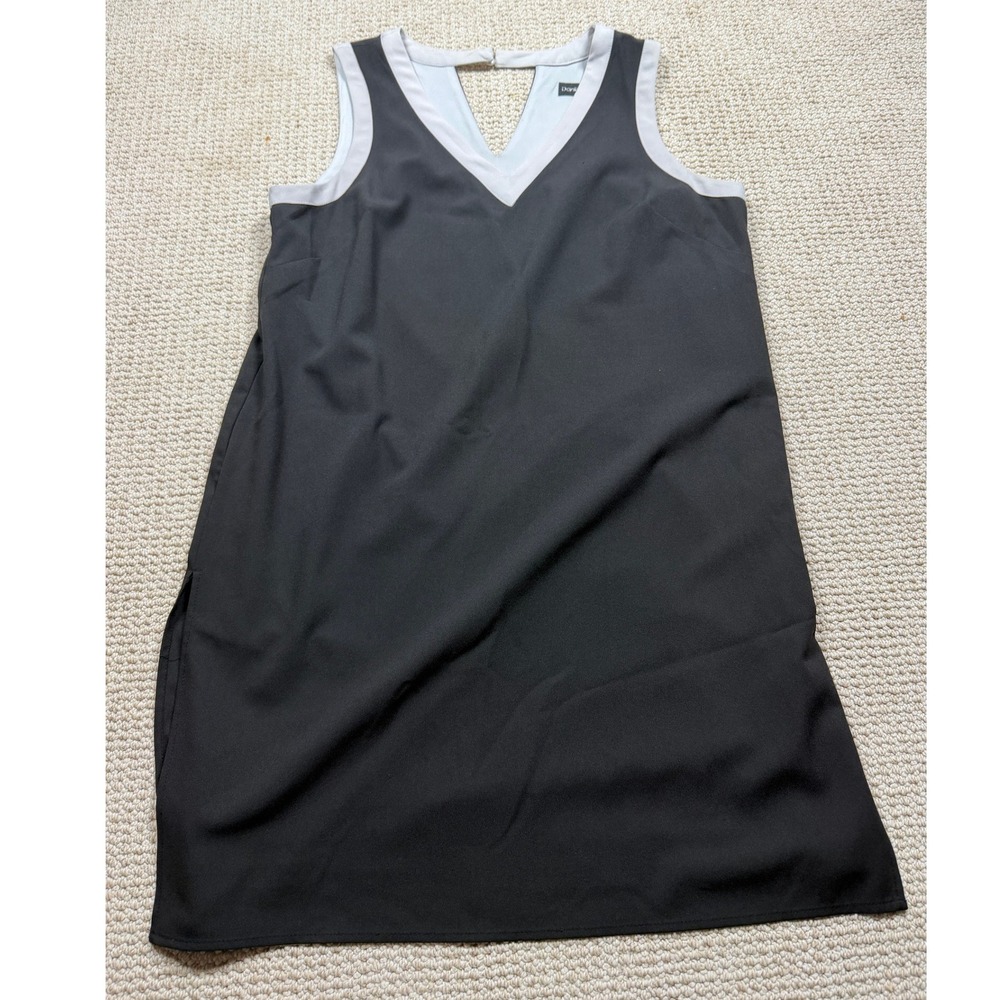 Danillo Boutique Shift Dress Womens 14‎ Black Contrast V-Neck Sleeveless Tank